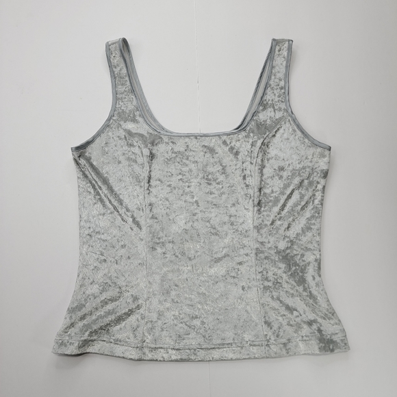Victoria's Secret Vintage Velvet Crushed Tank Top Gray Medium Classic - Picture 2 of 8